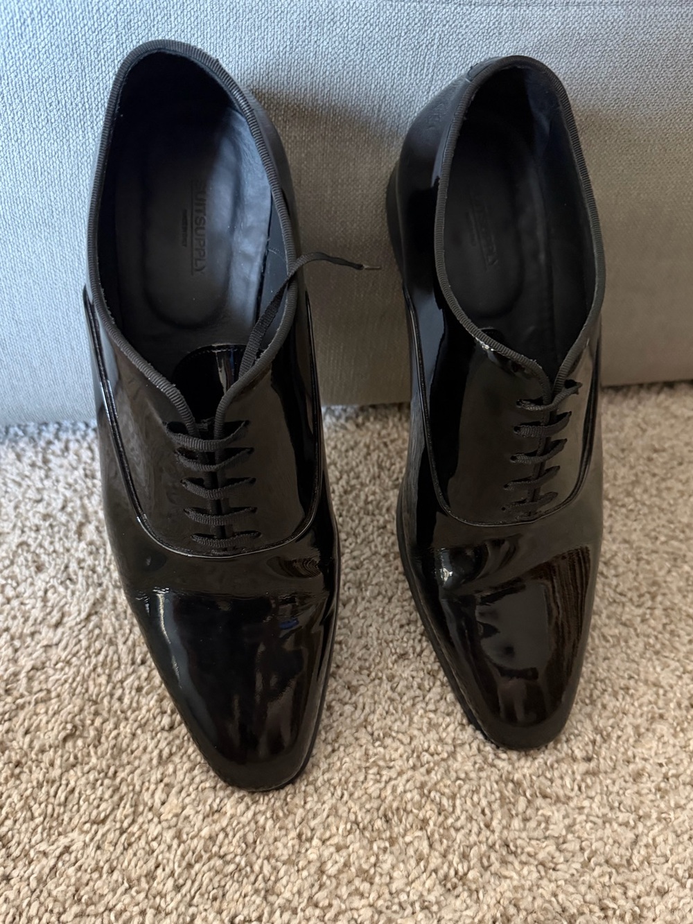 SUITSUPPLY Black Tuxedo Oxford Shoes Patent Leather Size 9.5 US / EU 42.5 - Picture 5 of 8